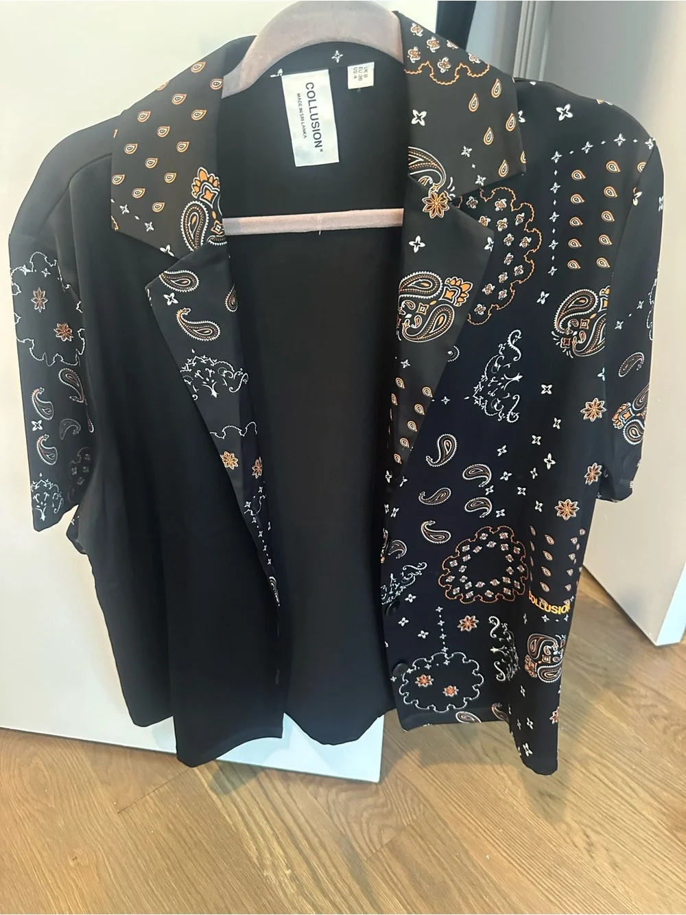 Collision Black Bandana Print Short Sleeve Blazer
